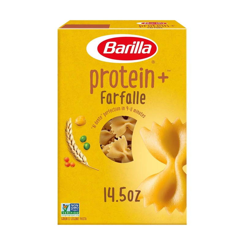 BARILLA Protein+ Farfalle Pasta – Plant-Based Protein from Lentils, Chickpeas & Peas – 14.5 Ounce Box – Non-GMO, Kosher Certified