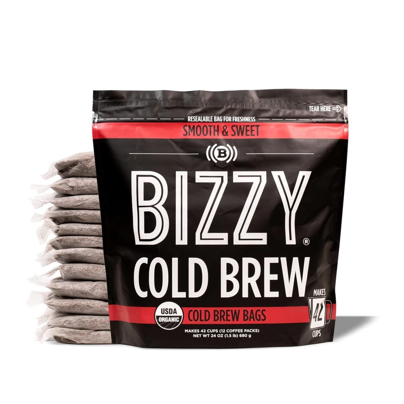 Bizzy Organic Cold Brew Coffee Brew Bags – Smooth & Sweet Blend – 12 Count – Specialty Grade Arabica – Makes 42 Cups