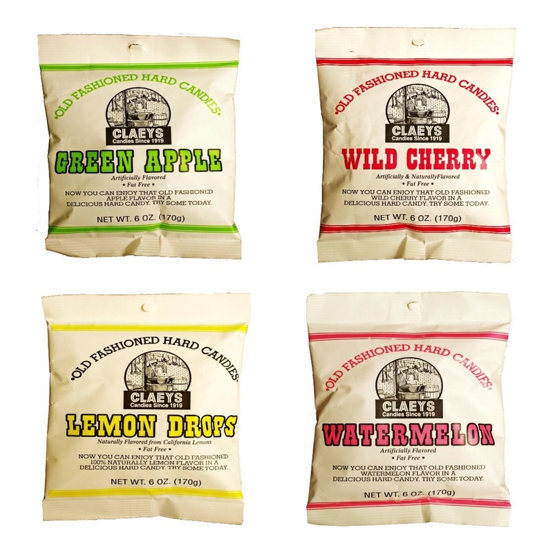 Claeys Old Fashioned Hard Candy – Variety 4 Pack – Apple  Cherry  Lemon  and Watermelon – Since 1919