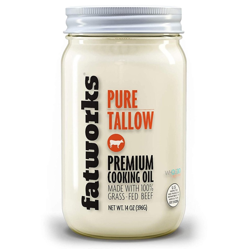 Fatworks Premium 100% Grass Fed  Pasture Raised Beef Tallow  Artisanally Rendered  WHOLE30 Approved  KETO  PALEO  14 oz.
