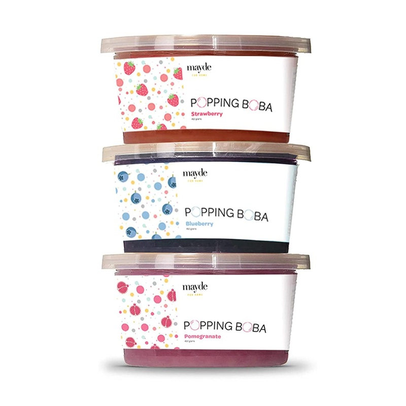 Mayde 3-Flavor Popping Boba Pearls Berry Blend Party Kit (3-Pack 490g)