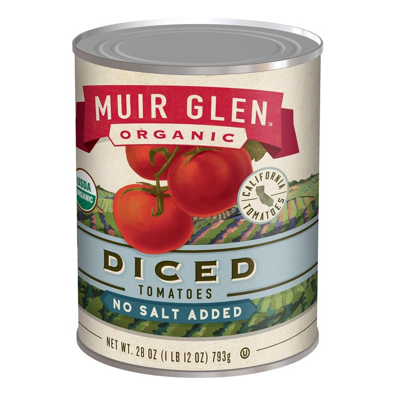 Muir Glen Organic No Salt Added Diced Tomatoes 28 oz – Pack of 12 | 1.75 lb – Bulk Organic Tomatoes