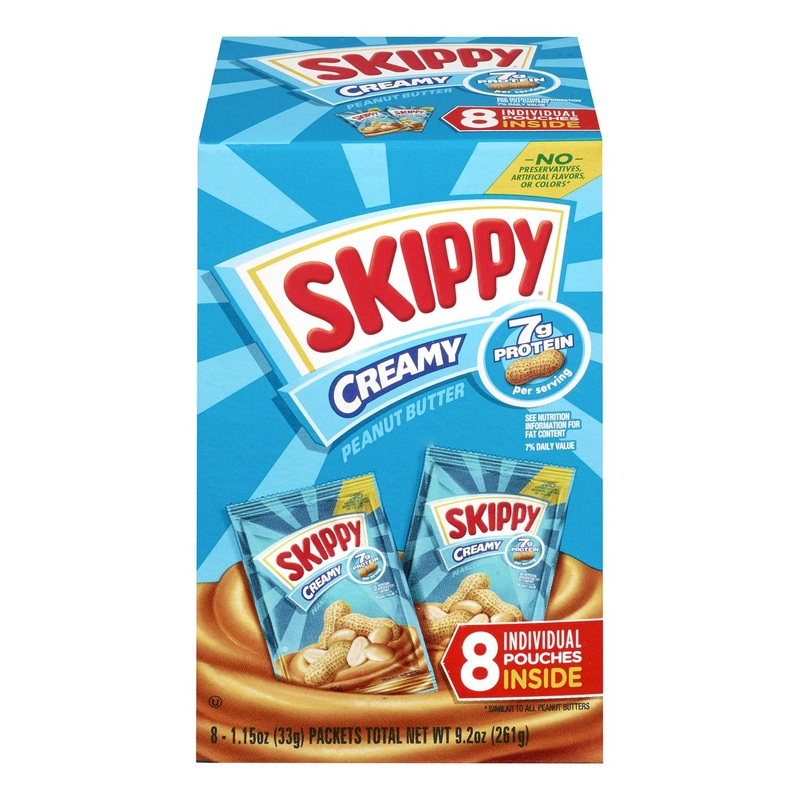 SKIPPY Creamy Peanut Butter Squeeze Packs 9.2oz (8 Pouches x 8) – Convenient Individual Packs
