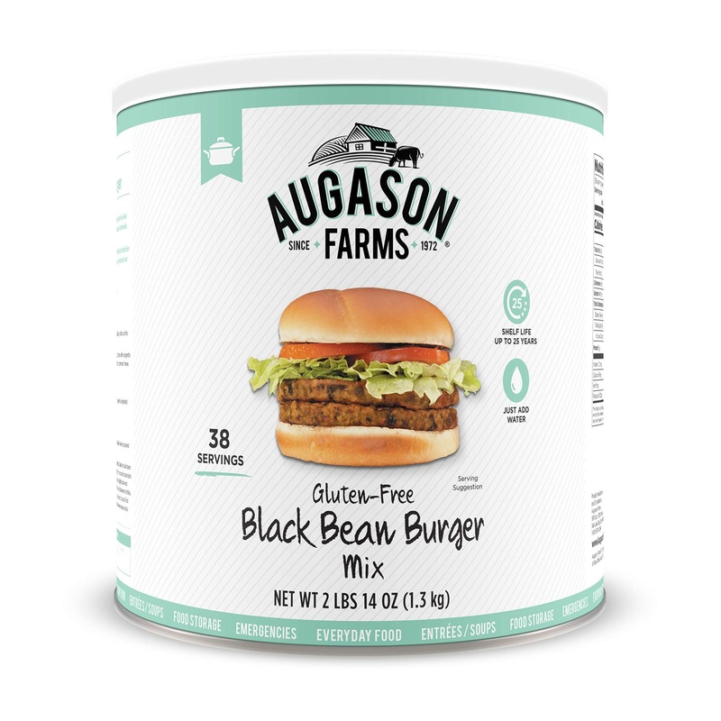 Augason Farms Gluten-Free Black Bean Burger – 2 lbs 14 oz No. 10 Can – Single Pack