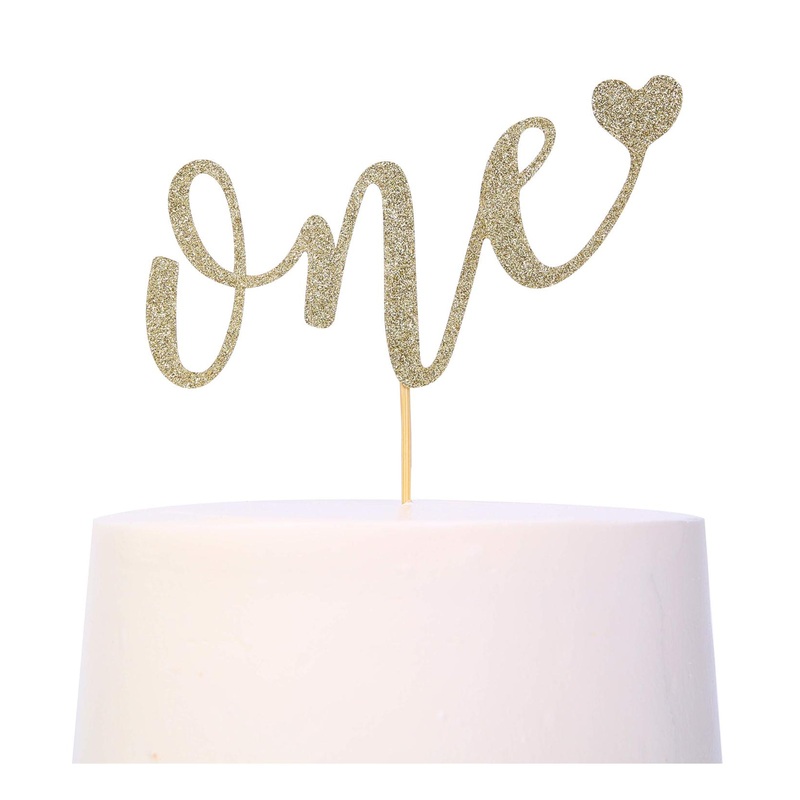 Cake Topper For 1st Birthday – Smash Cake Topper  Birthday Cake For Photo Booth Props  Glitter Cake Decorating Supplies  First Anniversary ONE’ Birthday Cake Bunting Flag (1st Birthday Cake Topper)