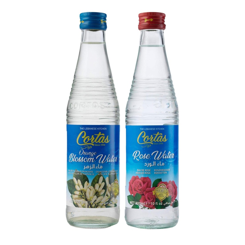 Cortas Rose Water & Orange Blossom Water Combo Pack – 10 Fl. Oz. Each (Set of 2 Bottles)