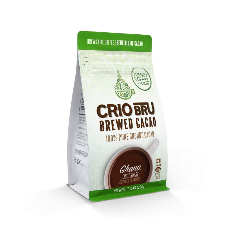 Crio Bru Ghana Light Roast 10oz Bag – 100% Pure Ground Cacao Beans | Non-GMO | Caffeine-Free Coffee Alternative | Keto, Paleo, Low Carb Friendly – 10 Ounce (Pack of 1)