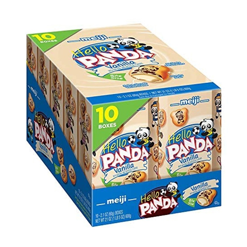 Meiji Hello Panda Vanilla Cr me Filled Cookies – 2.1 oz (Pack of 10) | Bite-Sized Fun Panda Sports Snacks