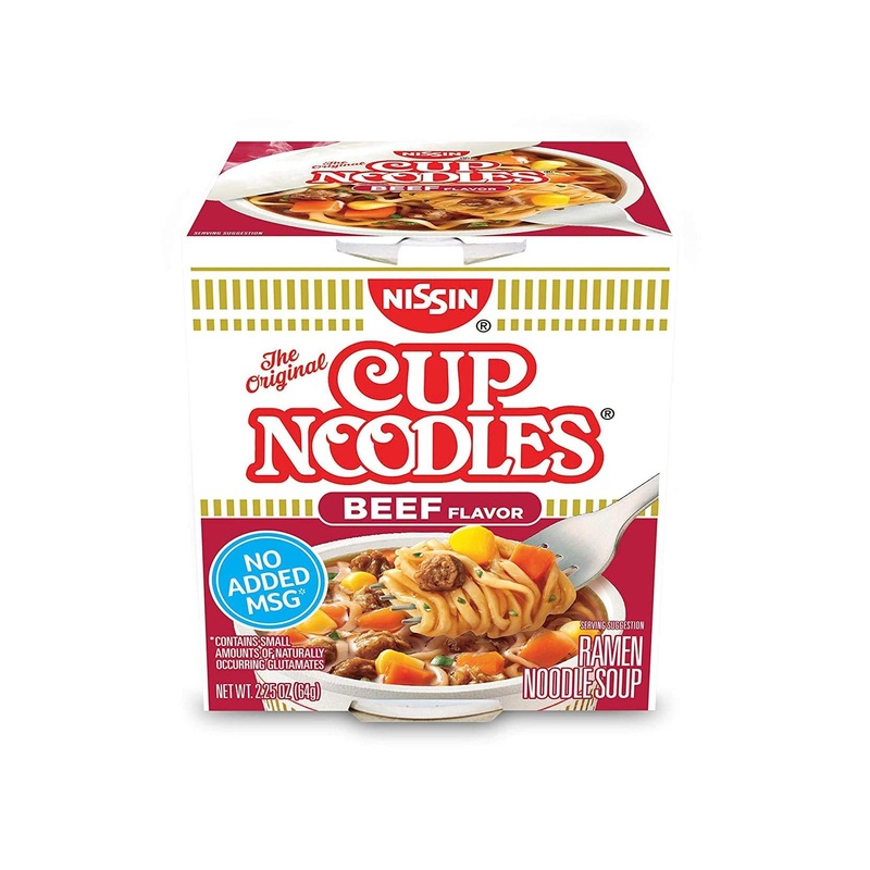 Nissin Cup Noodles Ramen Noodle Soup  Beef  2.25 Oz (Pack of 12)