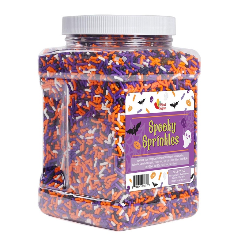 Spooky Halloween Sprinkles – 2.2 LB – Orange, Black, Purple, and White Jimmies