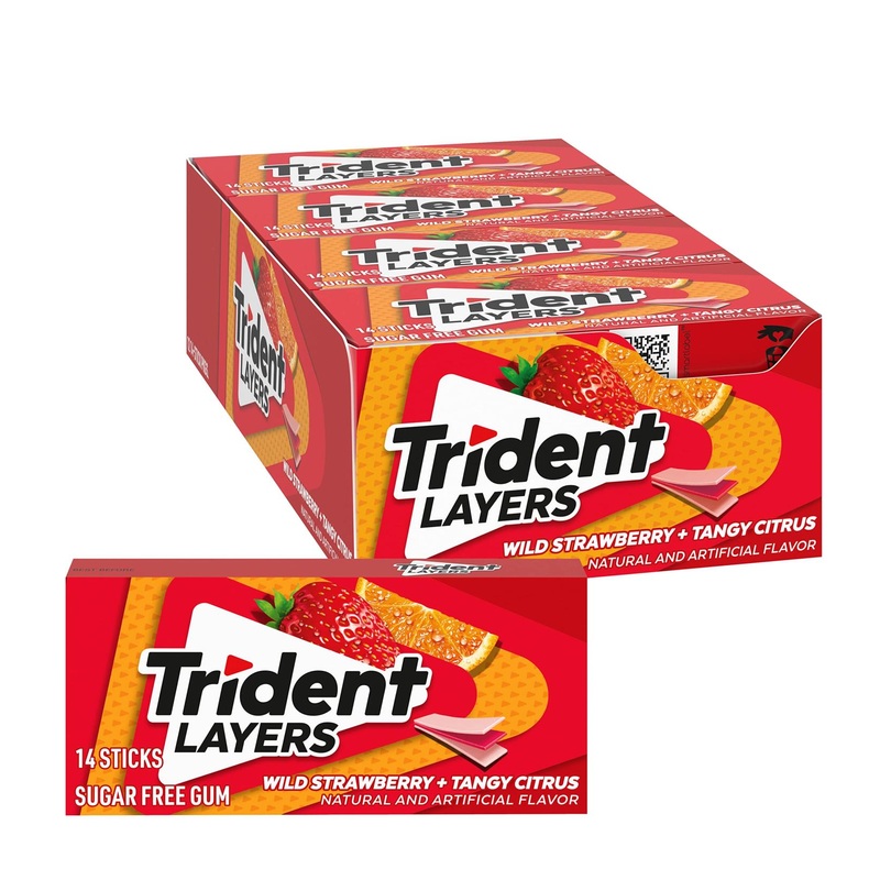 Trident Layers Strawberry & Citrus Sugar Free Gum – 12 Packs, 14 Pieces Each