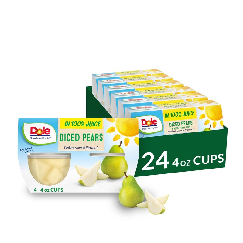 Dole Fruit Bowls Diced Pears In 100% Juice  Gluten Free Healthy Snack  4 Oz  24 Total Cups 4 Ounce (Pack of 24)