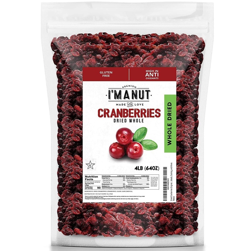 Dried Cranberries Original 4lb Resealable Bag – High Antioxidants for Salads, Cooking & Mixes