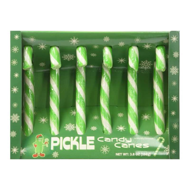 Fancy Pickle Flavored Candy Canes – 3.8 OZ | Unique Gourmet Holiday Treat