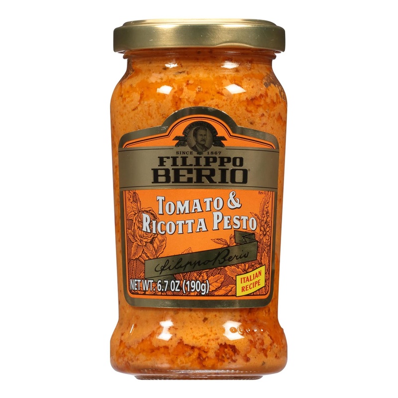 Filippo Berio Tomato & Ricotta Pesto 6.7oz Glass Jar – Authentic Italian Flavor