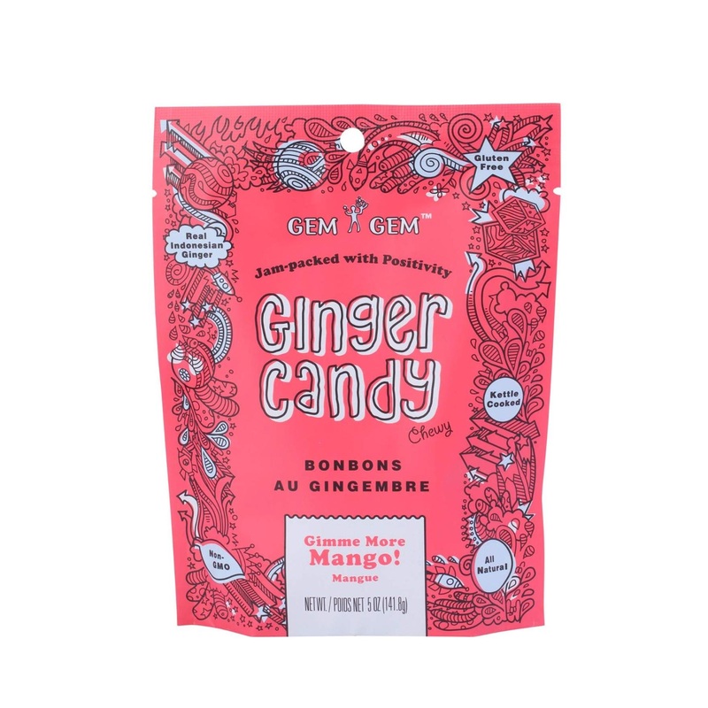 Gem Gem Mango Ginger Candy Chewy Chews 5oz (Pack of 1) – 100% Natural Mango Flavor