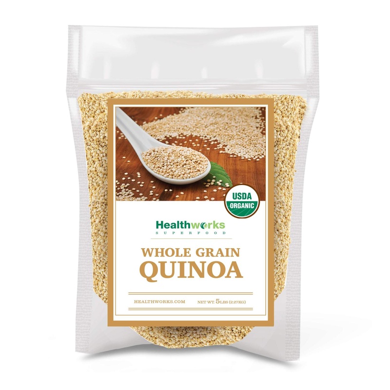 Healthworks White Whole Grain Quinoa (80oz/5lbs) – Organic Superfood with Protein, Fiber & Iron | Peruvian Origin | Ideal Rice & Pasta Substitute