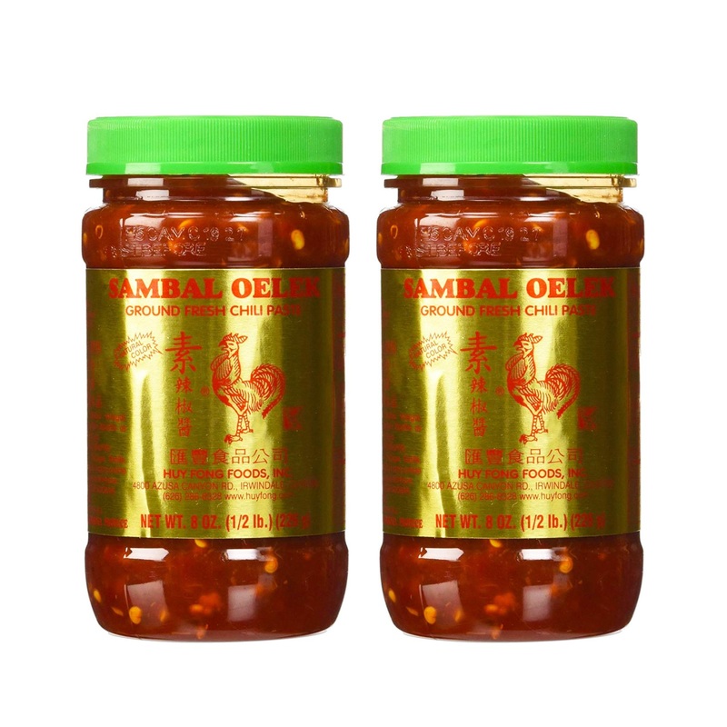 Huey Fong Sambal Oelek Chili Paste 8 Oz (2 Pack) – Authentic Indonesian Chili Paste for Spicy Recipes