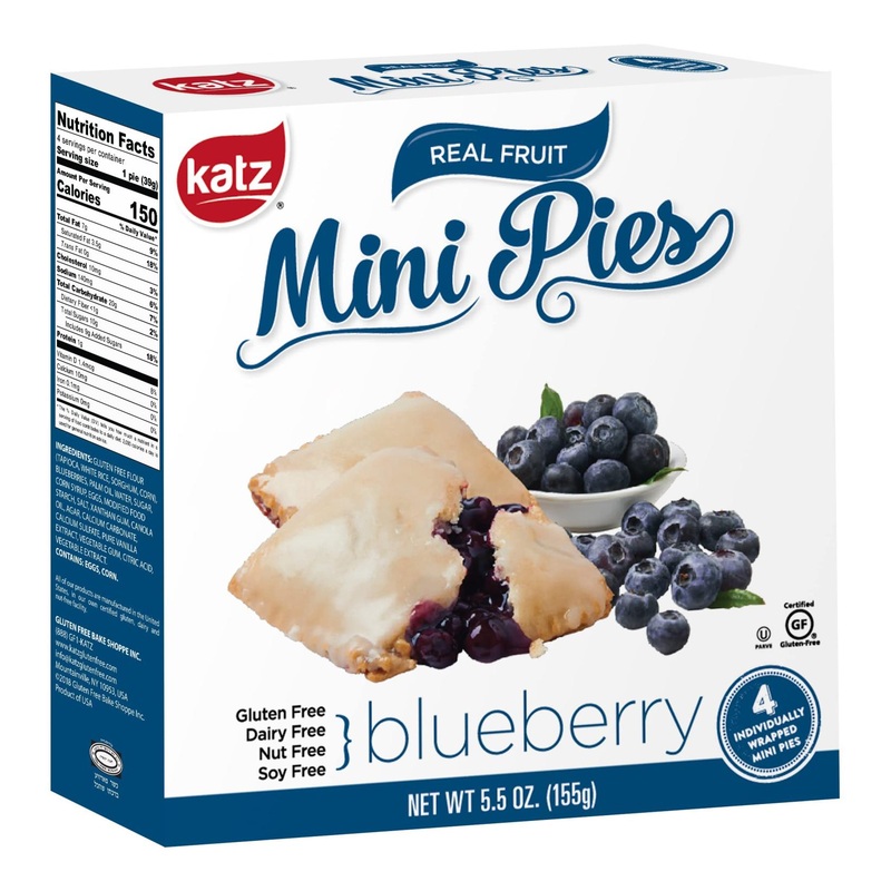 Katz Gluten Free Blueberry Mini Pies | Dairy, Nut, Soy, Gluten Free | Kosher | 5.5 oz (4 Mini Pies)