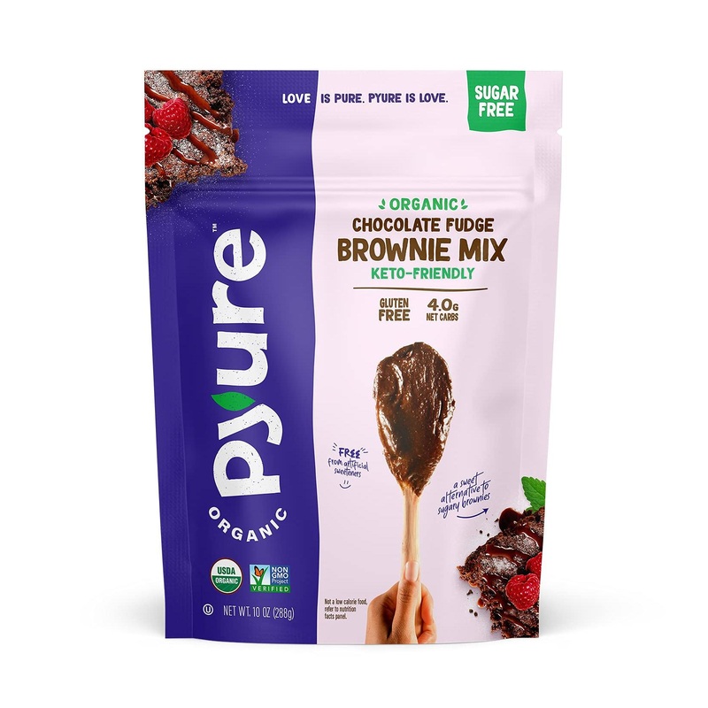 Pyure Organic Chocolate Brownie Mix – Keto, Sugar-Free, Gluten-Free Baking Mix – Vegan, Low Carb, Keto Snack with 4 Net Carbs – 10 oz