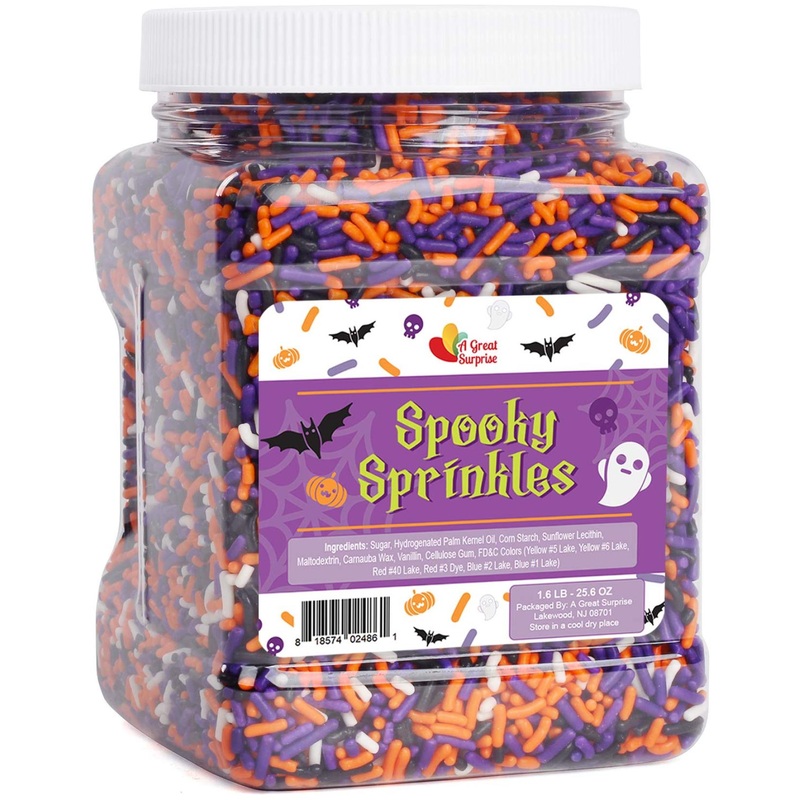 Halloween Sprinkles 1.6 LB – Orange, Black, Purple & White Jimmies – Bulk Sprinkles