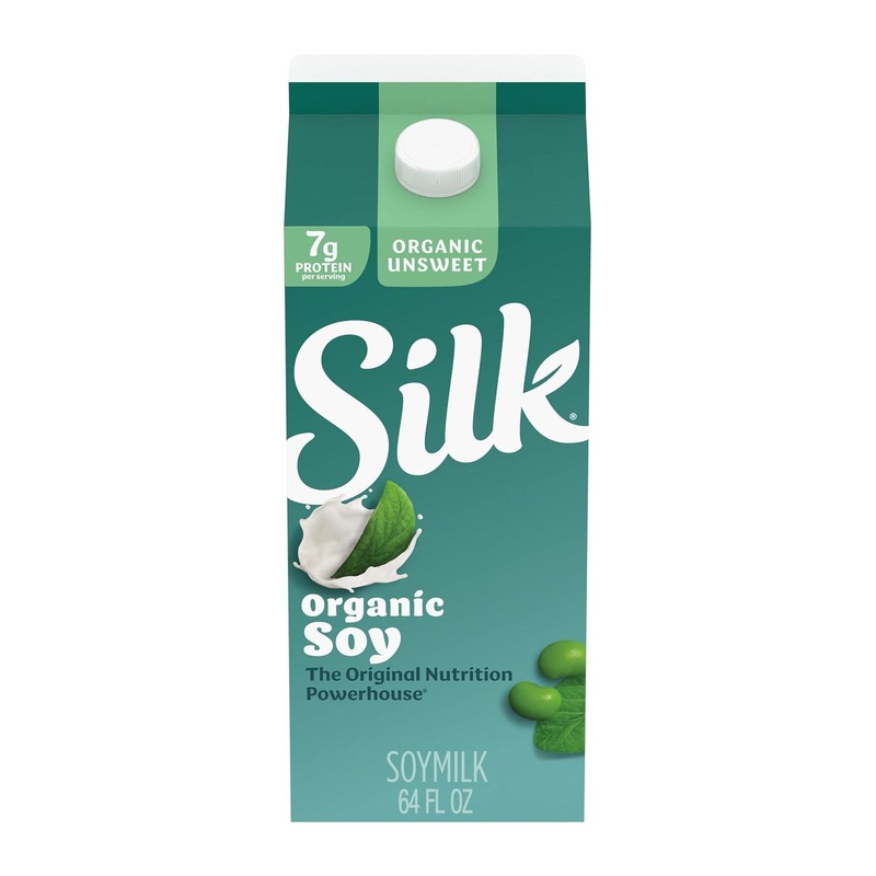 Silk Organic Soy Milk – Unsweetened, Dairy-Free, Vegan, Non-GMO Verified – 64 oz