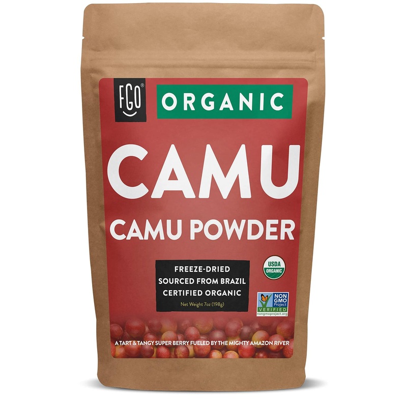 FGO Organic Freeze-Dried Camu Powder 7oz – 100% Raw from Brazil – Resealable Kraft Bag