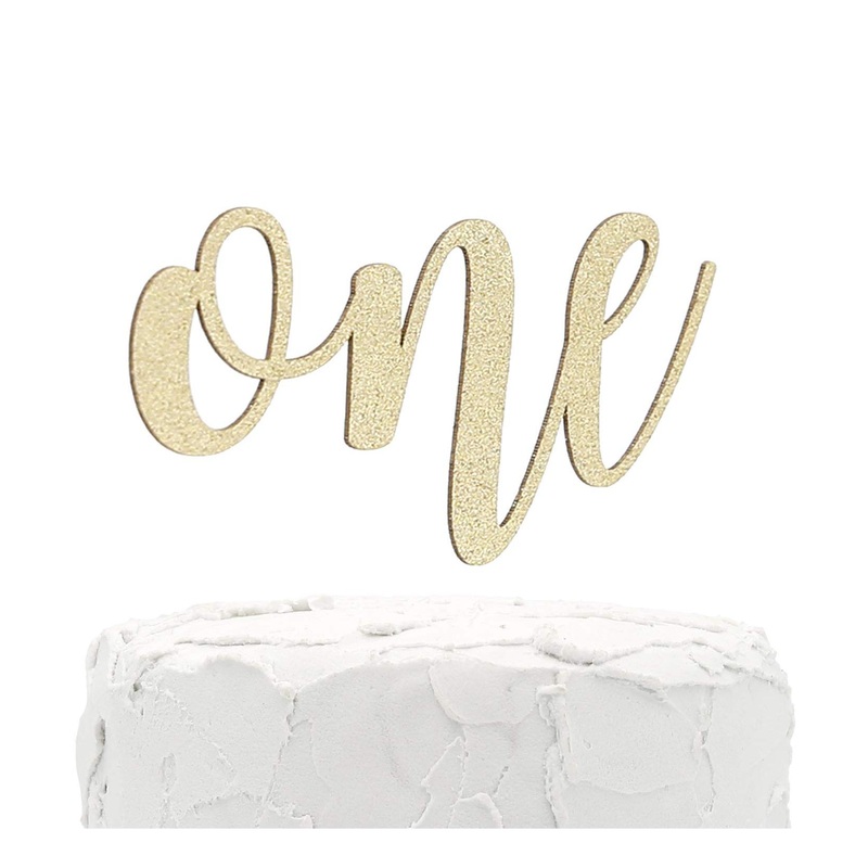 NANASUKO 1st Birthday Cake Topper – Double Sided Gold Glitter – Made in USA