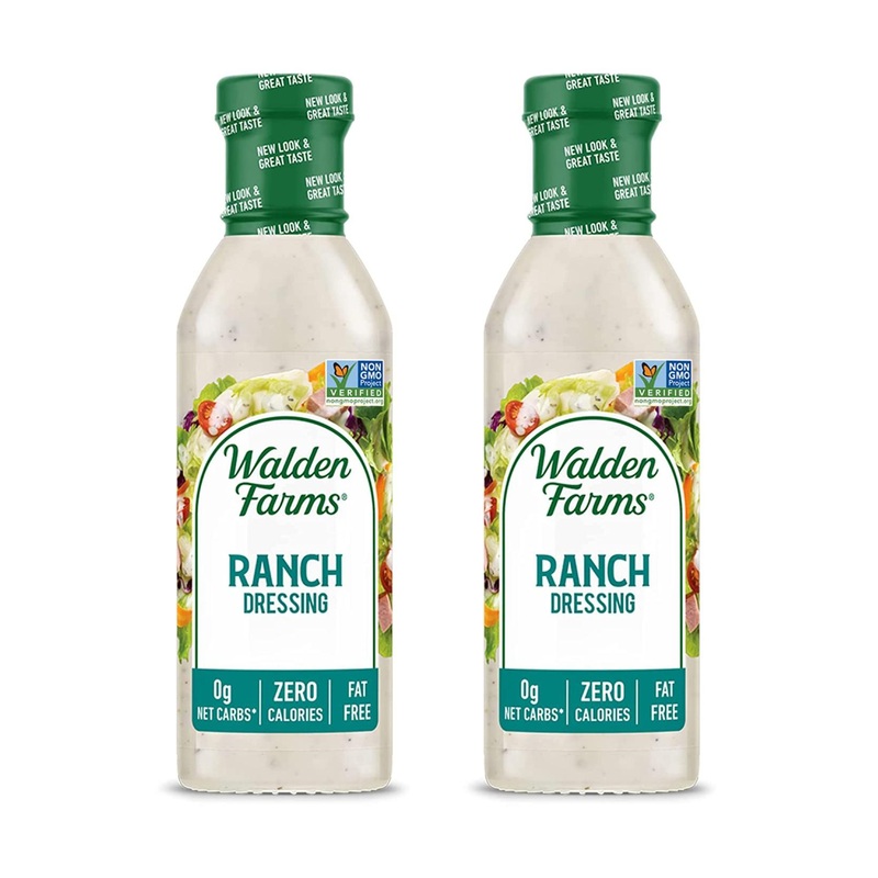 Walden Farms Ranch Dressing 12 oz – Sugar Free, Non-GMO, 0g Net Carbs – 2 Pack 12 Fl Oz Bottle – Fresh & Delicious Salad Topping