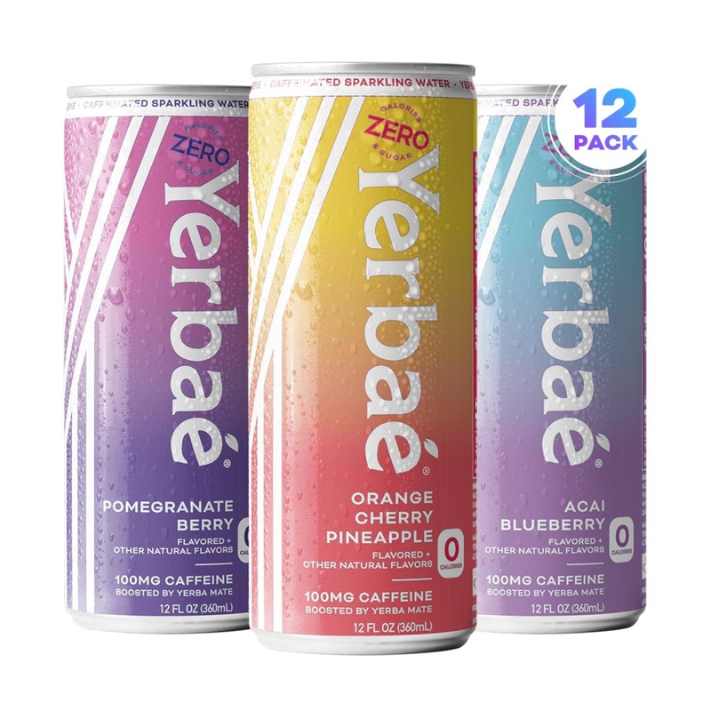 Yerbae Energy Seltzer Variety Pack – 12oz Cans (12 Pack) | 0 Sugar, 0 Calories, 0 Carbs | Naturally Caffeinated with Yerba Mate | Plant-Based Healthy Alternative to Coffee and Sodas