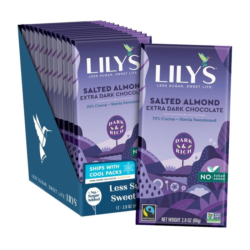 Buy Lily’s Salted Almond Dark Chocolate Bar – 70% Cocoa, Keto, No Added Sugar | 12-Pack, Gluten-Free & Non-GMO