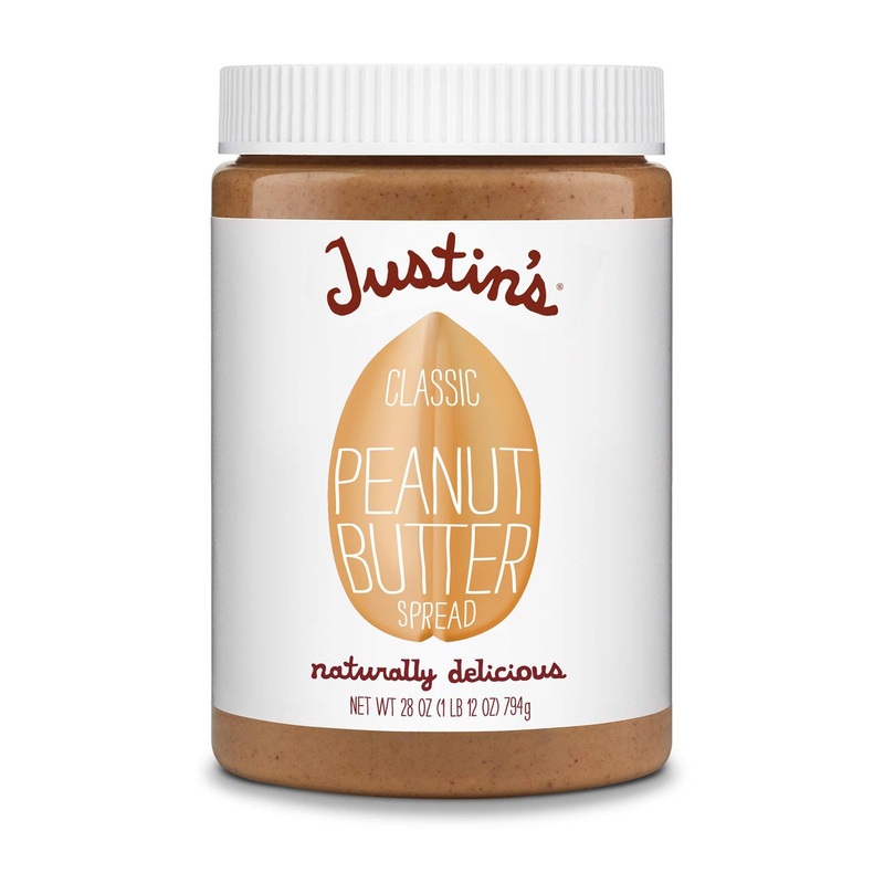Justin’s Classic Peanut Butter  Only Two Ingredients  No Stir  Gluten-free  Non-GMO  Responsibly Sourced  28 Ounce Jar
