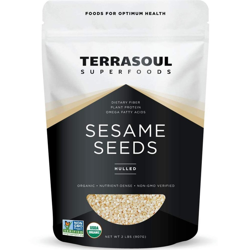 Terrasoul Superfoods Organic Hulled Sesame Seeds 2 Lbs – Ideal for Tahini | Gluten-free & Raw