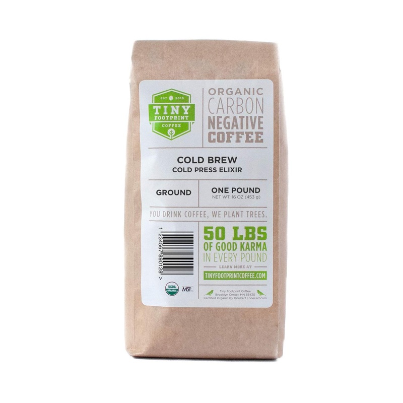 Tiny Footprint Coffee USDA Organic Cold Brew Press Elixir Ground Coffee Carbon Negative 16oz – 1lb Pack
