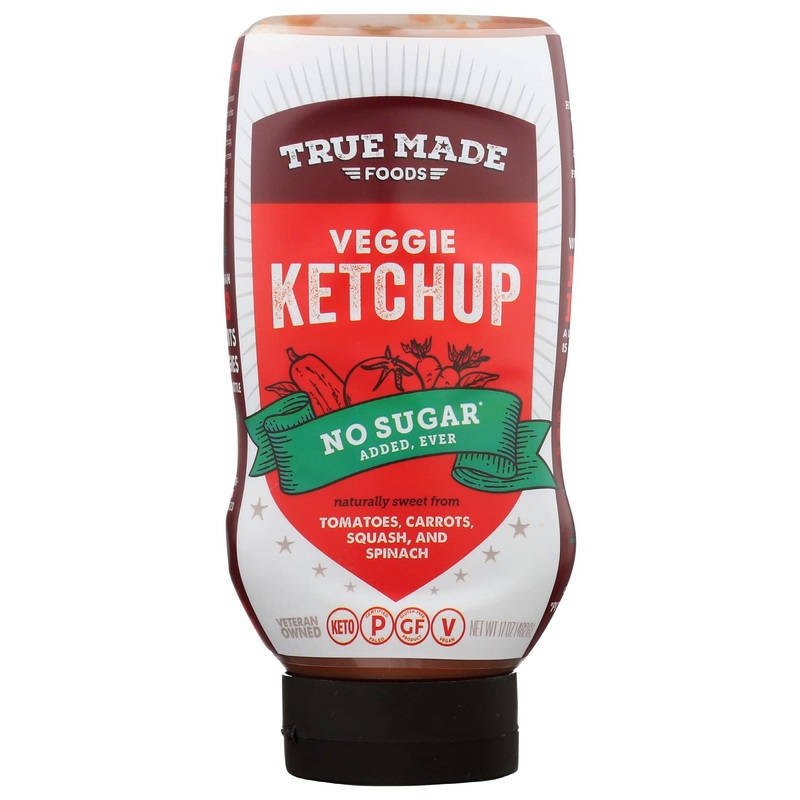 True Made Foods No Added Sugar Vegetable Ketchup Squeeze 17oz – Healthy Option (1.06lb)