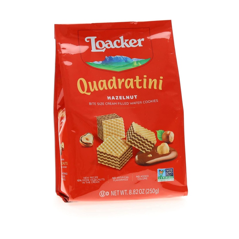 Loacker Quadratini Hazelnut Wafer Cookies 250g – Premium Italian Treats (Pack of 1)