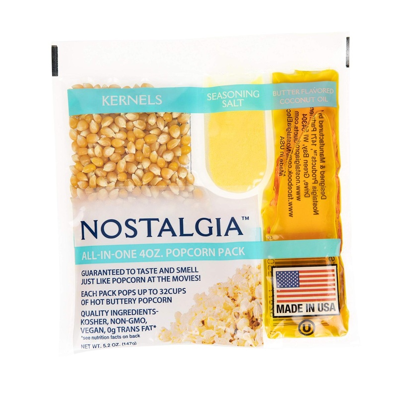 Nostalgia KPP424 Premium Popcorn Packs – 4 Oz Oil & Seasoning Salt (24 Pack) – Best Tasting Snack