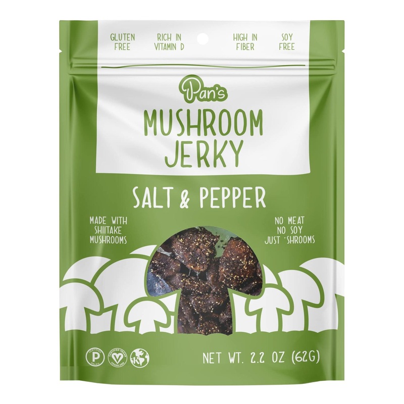 Pan’s Mushroom Jerky Salt & Pepper – 2.2 oz | Vegan Snack | Pack of 1