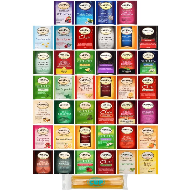 Twinings Tea Bags Sampler Variety Pack – 40 ct + By The Cup Honey Stix | Assorted Flavors