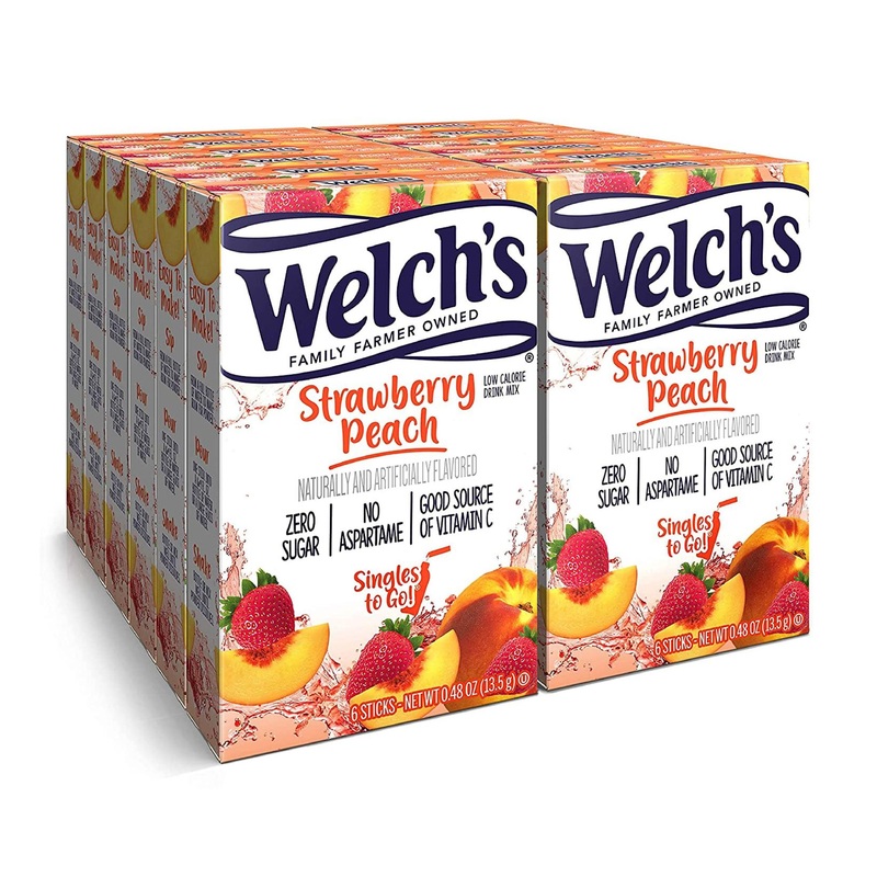 Welch’s Singles To Go Water Drink Mix – Powder Sticks  Strawberry Peach  0.48 Ounce (Pack of 12)