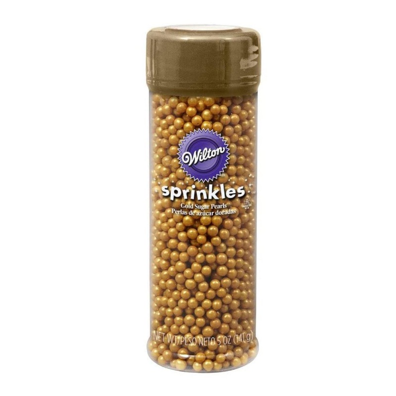 Wilton Sugar Pearls 141g Gold | Edible Cake Decorations | Baking Supplies