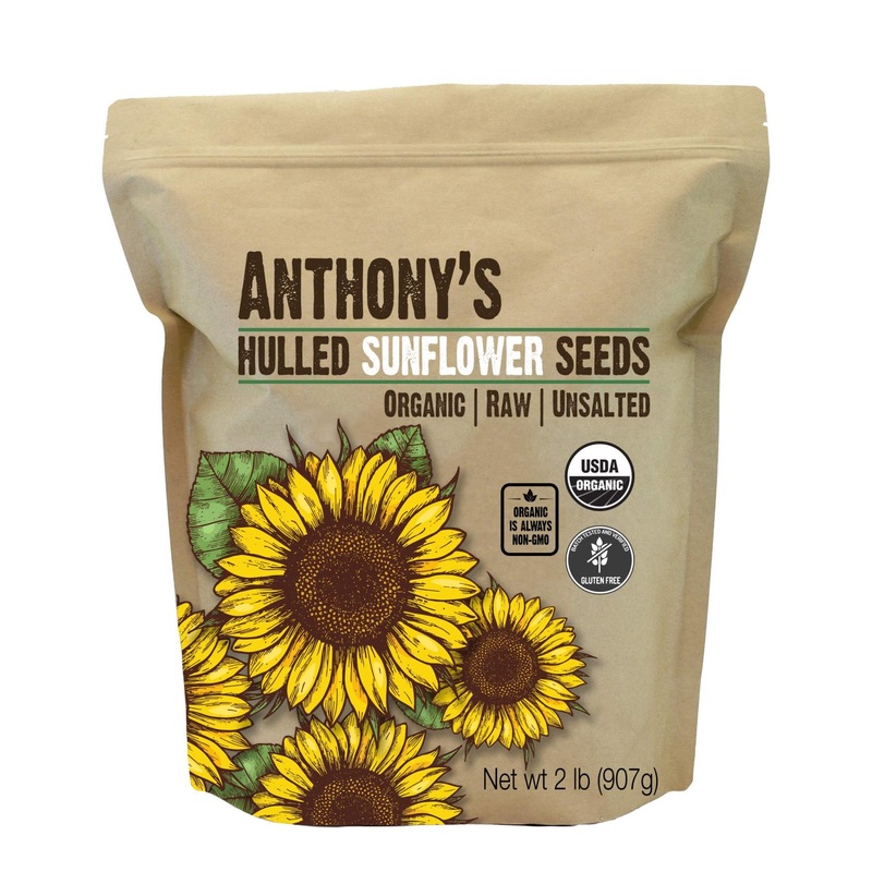 Anthony’s Organic Hulled Sunflower Seeds 2 lb  Raw, Unsalted, Gluten-Free, Keto-Friendly