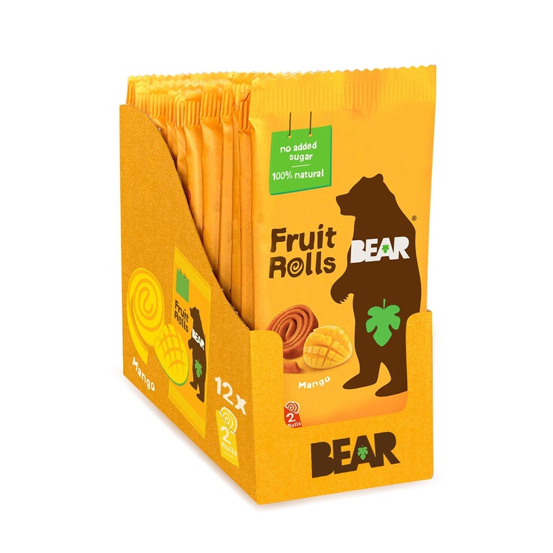 BEAR Real Fruit Snack Rolls – Gluten Free Vegan Mango – 12 Pack Healthy Kids & Adults Snack