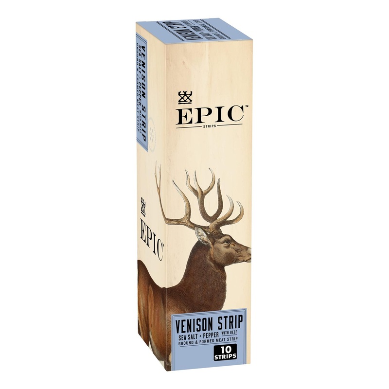 Epic 100% Grass Fed Venison Steak Strips with Sea Salt & Pepper – 0.8 oz, 10 Count