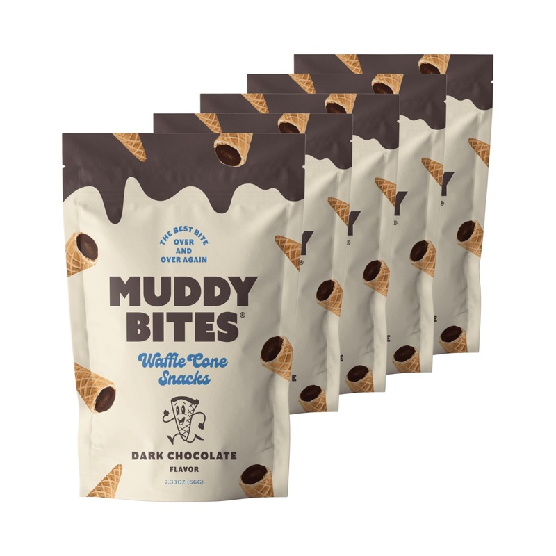 Muddy Bites Dark Chocolate Filled Waffle Cone Snacks – 5 Bags