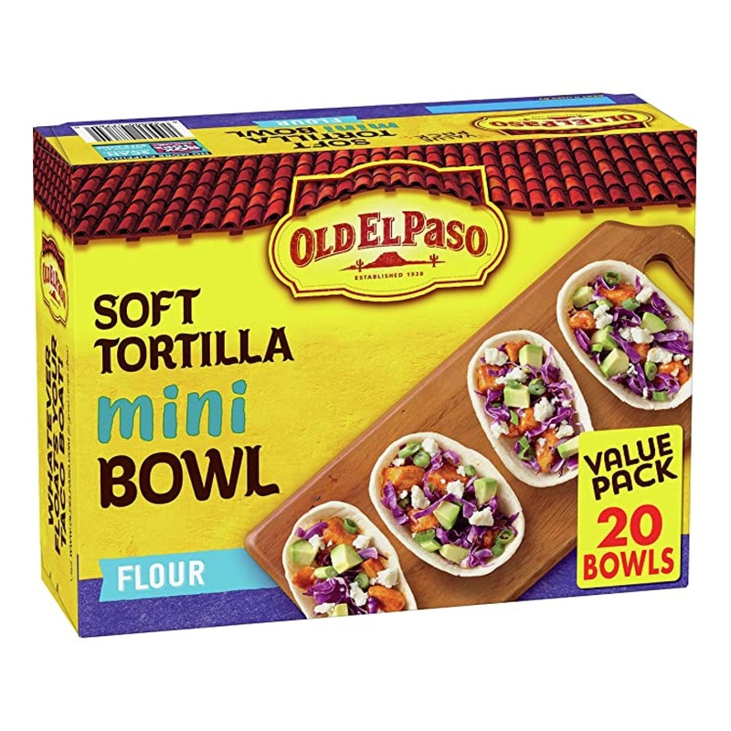Old El Paso Soft Taco Boats  Mini Flour Tortilla Bowls, 8.5 oz (20 ct) | Perfect for Tacos & Dinners