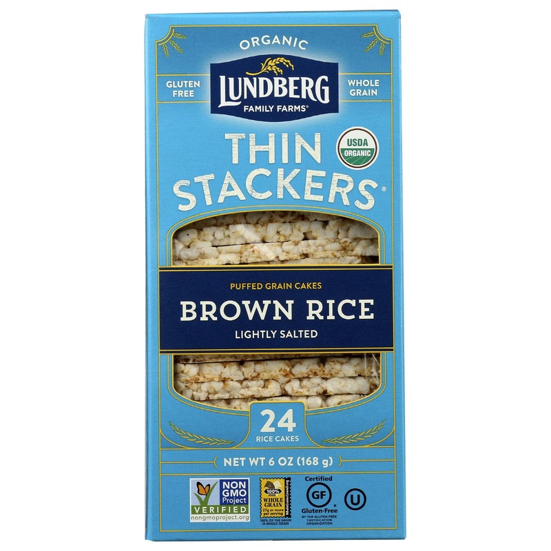 Organic Brown Rice Grain Cakes – Lundberg Family Farms Thin Stackers, Lightly Salted, 6 oz