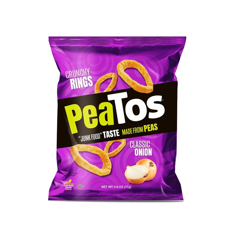 PeaTos Classic Onion Crunchy Rings – 15 Count Snack | 4g Protein & 3g Fiber | Healthy Junk Food Taste