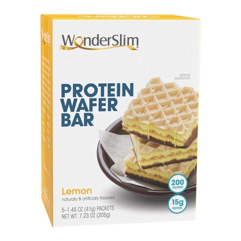 WonderSlim High Protein Wafer Bar – Lemon Flavor, 15g Protein, Low Calorie & Cholesterol Free (5ct)