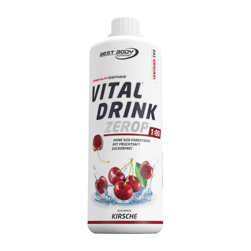 Best Body Nutrition Vital Drink Zerop – Cherry | Sugar-Free Beverage Concentrate Makes 80 Liters | 1L Pack